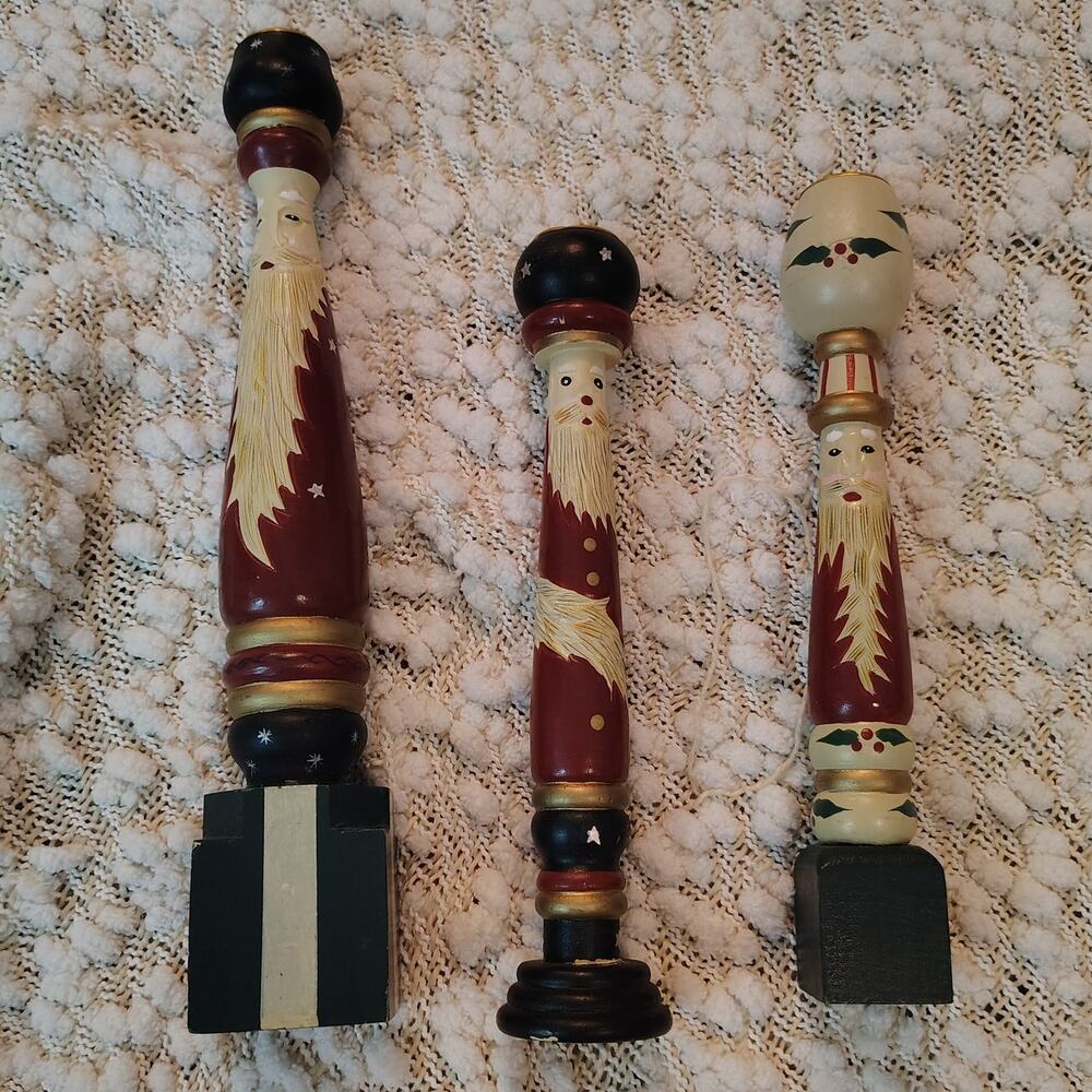 Vintage 3 Santa Candlestick Set 1995 House of Lloyd Christmas Around the World - Picture 4 of 10